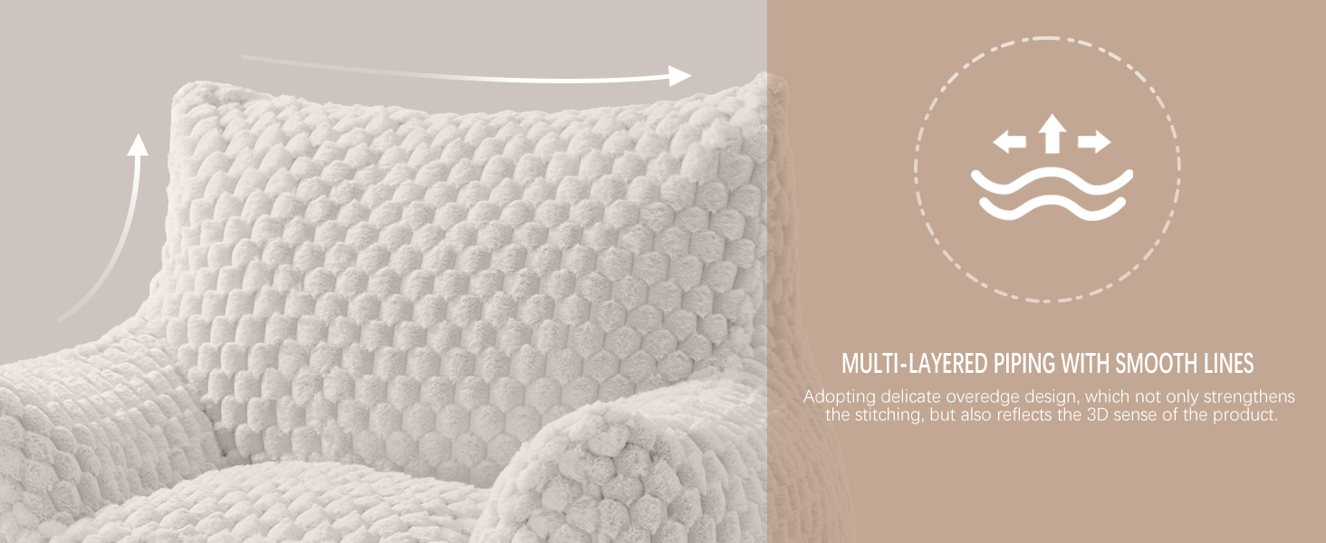 Fotoliu tip Bean Bag Oversized pentru Relaxare cu Taburet – imagine detaliu 5