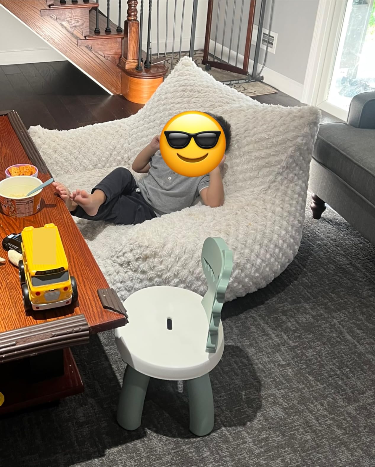 Fotoliu tip Bean Bag Oversized pentru Relaxare cu Taburet