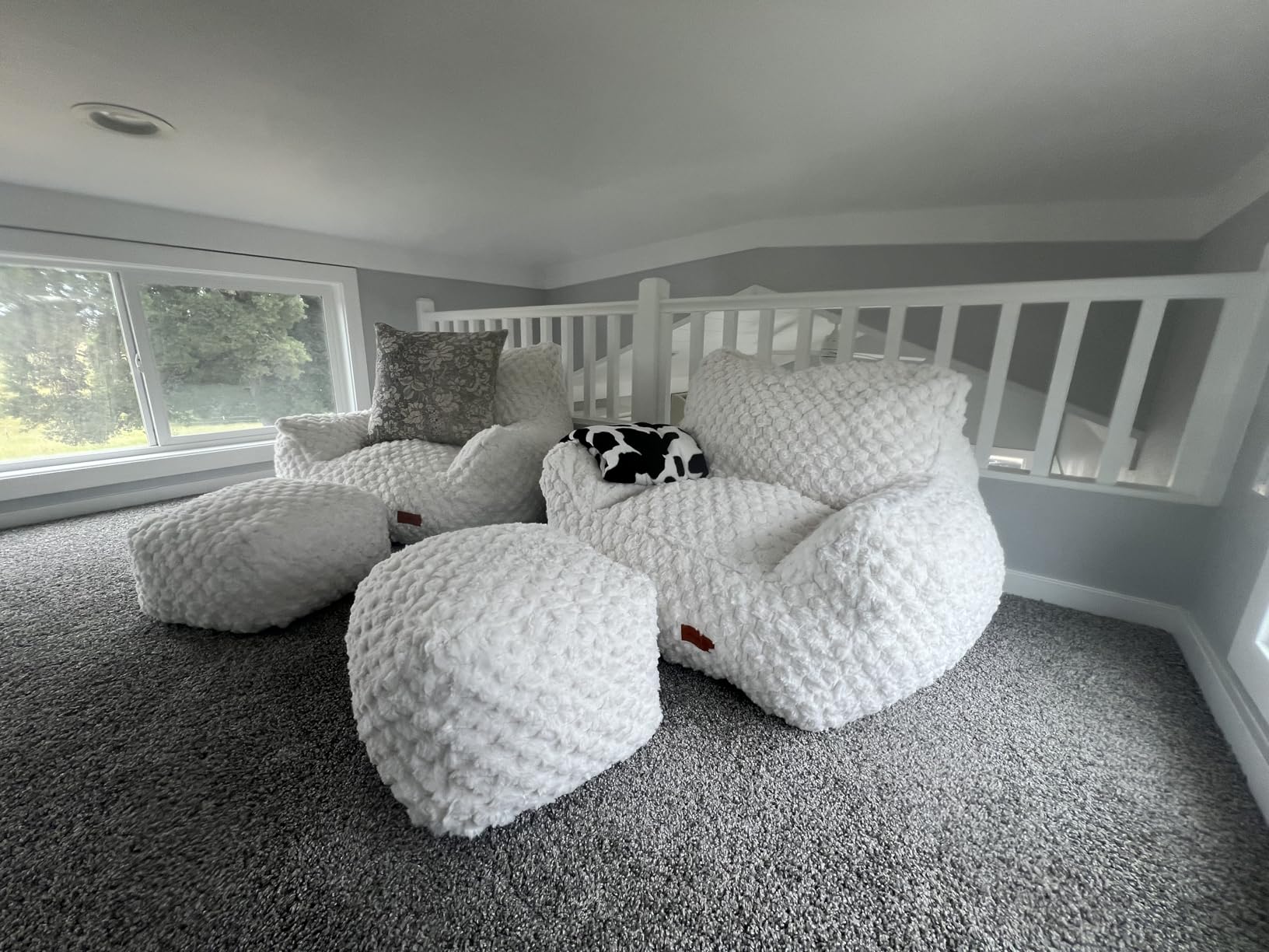 Fotoliu tip Bean Bag Oversized pentru Relaxare cu Taburet