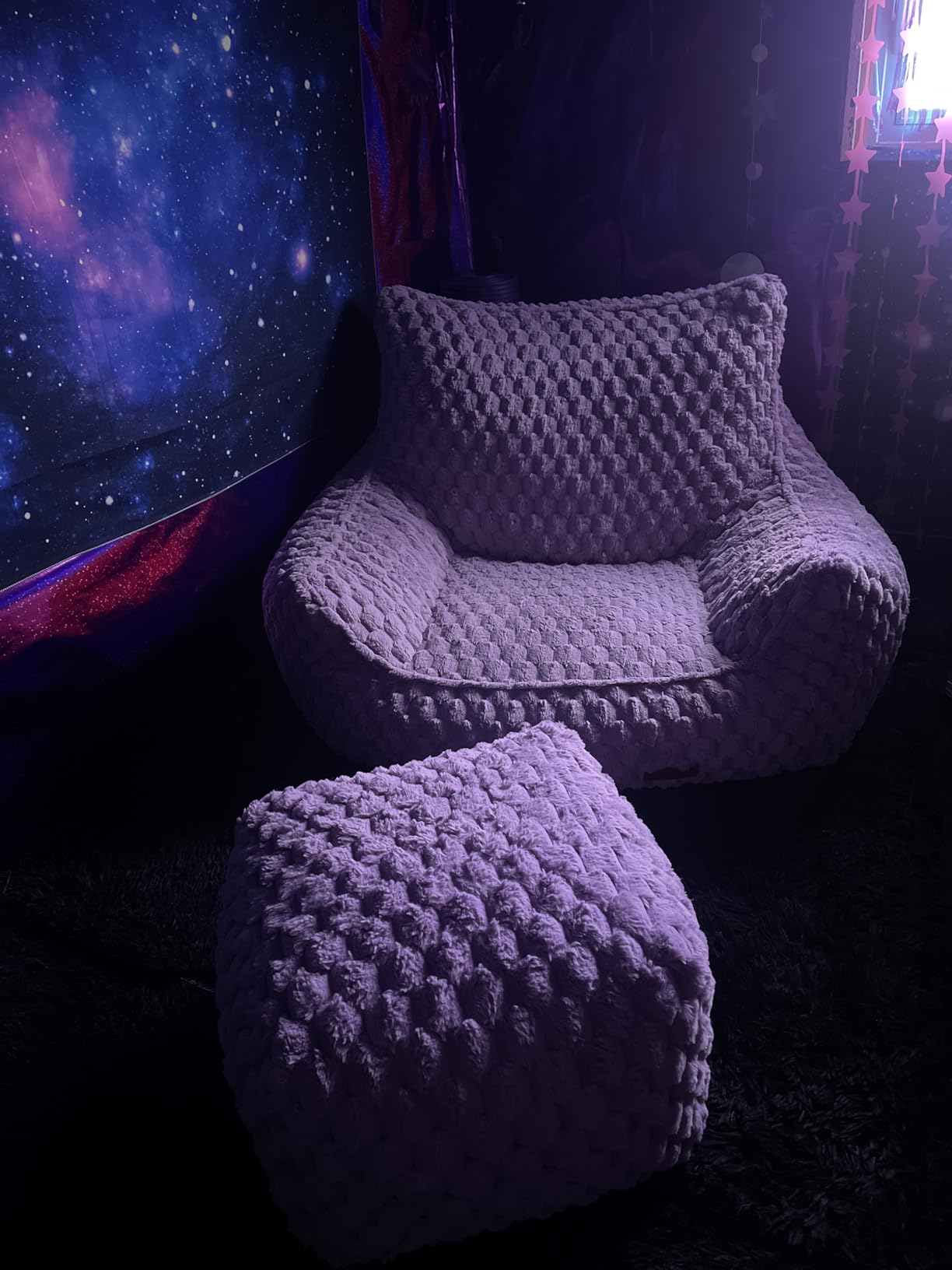 Fotoliu tip Bean Bag Oversized pentru Relaxare cu Taburet