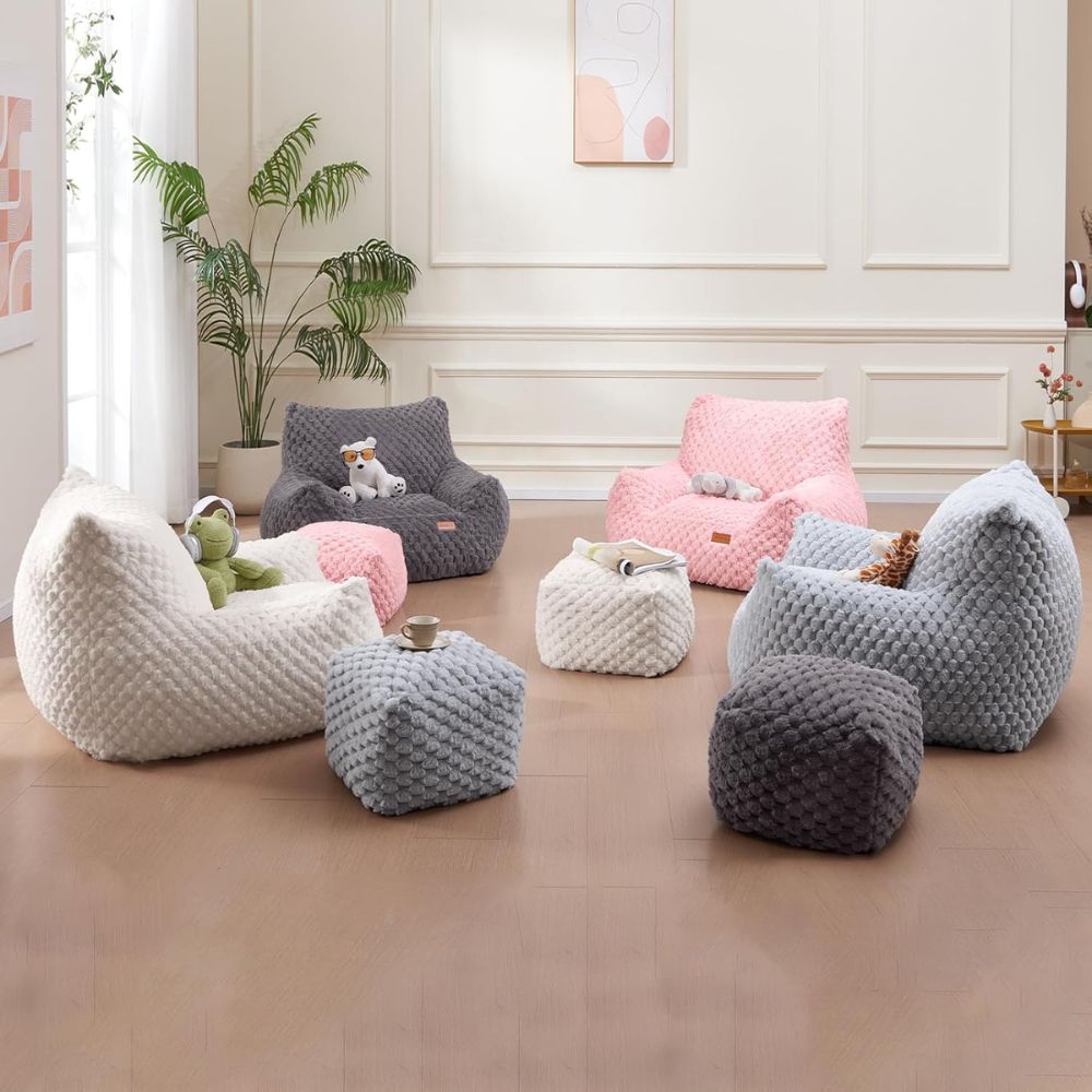 Fotoliu tip Bean Bag Oversized pentru Relaxare cu Taburet, imagine 9